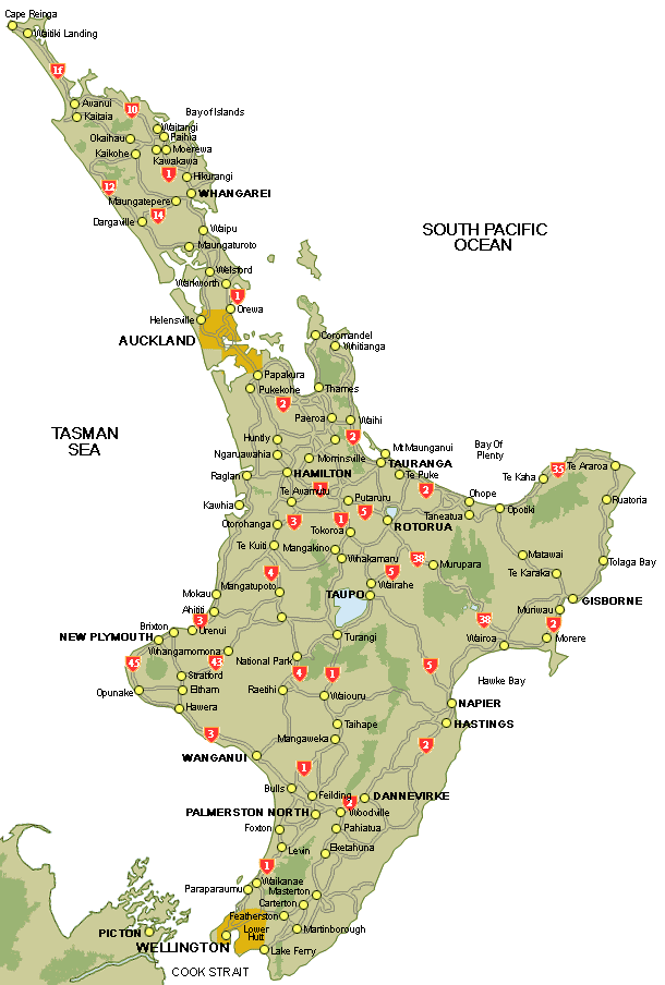 Map of North Island
